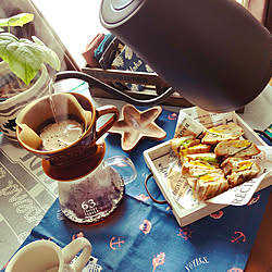 山善食卓部/山善電気ケトル/手作りカフェトレイ/イノダコーヒ ドリッパー/キャンドゥ...などのインテリア実例 - 2019-08-09 12:57:29