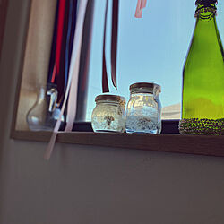 スワロフスキー/隣の緑の瓶もリメイク/ガラス瓶好き/プリンの空き容器/リサイクル...などのインテリア実例 - 2020-09-08 07:22:15