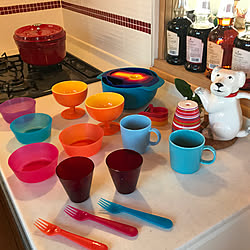 キッチン/タイルの赤ラインがすき❤️/Iittala/IKEA/キャスキッドソン...などのインテリア実例 - 2018-01-14 11:33:02