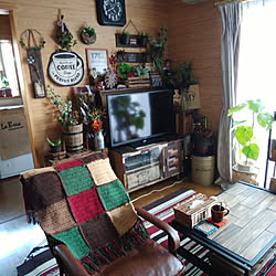 玄関/入り口/編み編み完成しました***/つなぎブランケット***/かぎ針編み/色んな事が初心者★...などのインテリア実例 - 2019-02-13 17:00:38
