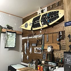 壁/天井/画用紙バーンスター★/デニム生地でバスロールサイン♪/アルファベットオブジェ/サーフボード...などのインテリア実例 - 2017-05-27 21:45:34
