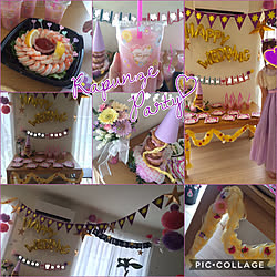 部屋全体/ドーナツタワー/ホームパーティー/お友達の結婚祝い♡/ポンポンフラワー...などのインテリア実例 - 2017-08-31 00:36:33
