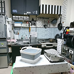 キッチン/賃貸/3DK/吊るす収納/賃貸でも楽しく♪...などのインテリア実例 - 2019-07-06 00:44:17