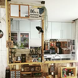 キッチン/ディアウォール/テーブルクロス/カフェ風インテリア/ハンドメイド...などのインテリア実例 - 2016-12-26 00:10:47