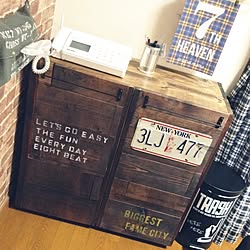棚/カラーボックス再利用/カラーボックス リメイク/廃材部/ステンシルは苦手です。...などのインテリア実例 - 2014-08-17 16:44:22