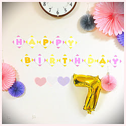 壁/天井/バースデーデコレーション/2019.1.20/娘の誕生日♡/ナンバーバルーン...などのインテリア実例 - 2019-01-21 10:05:17