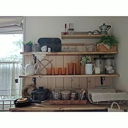 キッチン/朝の1枚/DIY食器棚/古いもの/食器棚...などのインテリア実例 - 2016-04-28 08:47:59