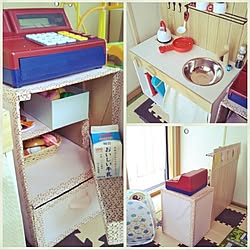 部屋全体/おもちゃ収納/和室をキッズスペースに/こどもと暮らす。/ままごとキッチン...などのインテリア実例 - 2017-06-04 20:53:21