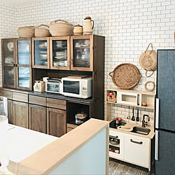 キッチン/低コストで家を建てる/サブウェイタイル風壁紙/かべがみや本舗/IKEA...などのインテリア実例 - 2018-11-09 11:55:10