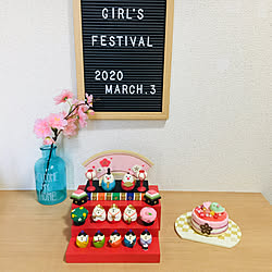 皆で頑張ろう!/玄関靴箱の上/ひな祭り/おひなさま/miemekkoちゃんの作品♡...などのインテリア実例 - 2020-03-03 12:56:25