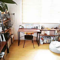 机 ニトリ 壁面収納 リビング学習 リビング学習机のインテリア実例 06 13 21 40 55 Roomclip ルームクリップ