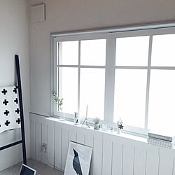 壁/天井/モノトーン/北欧モノトーン/築21年賃貸/窓枠DIY...などのインテリア実例 - 2015-12-11 09:33:33