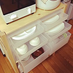 キッチン/パイン材ユニットシェルフ/食器/一人暮らし/ナチュラル...などのインテリア実例 - 2016-03-10 19:54:51