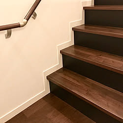 ブラックウォールナットの無垢材床 ニッチ 玄関 階段 玄関 入り口のインテリア実例 19 05 18 16 22 11 Roomclip ルームクリップ