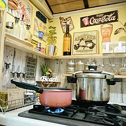 キッチン/男前とナチュラルMIX/山男前/男前もナチュラルもどっちも好き/レトロ看板...などのインテリア実例 - 2016-08-06 12:25:05