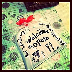 キッチン/ミンネ販売中!/ハンドメイド/ブリキチリトリリメイク/welcomeプレート...などのインテリア実例 - 2014-10-27 12:54:48
