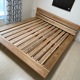 カフェ板/国産木材/ベッド　DIY/ベッド/ベッド周りのインテリア実例 - 2022-11-30 19:42:01