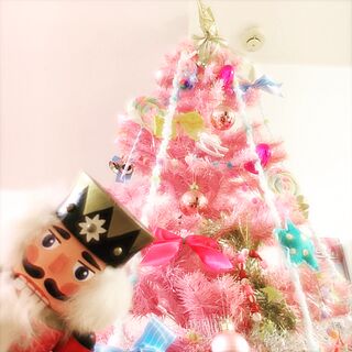 クリスマスツリー/ピンク/100均/かわいいもの。/ハンドメイド...などのインテリア実例 - 2016-12-10 20:42:16