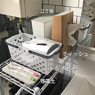 バス/トイレ/レンガ壁紙/洗面所 収納/ドライヤー収納/Panasonic...などのインテリア実例 - 2018-07-07 13:31:33