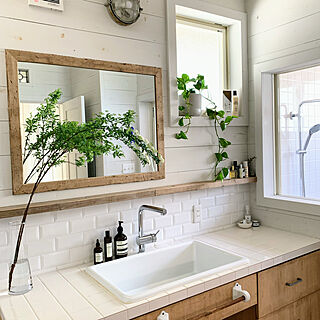 雰囲気抜群 アンティーク ミラー 鏡 タイル GALLUP USA 古材 古木