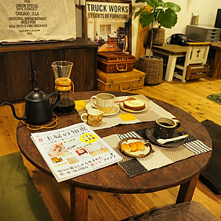 手作り/ちゃぶ台ＤＩＹ/家具はお義父さんがDIY!/コーヒー/コーヒーの時間...などのインテリア実例 - 2017-09-12 23:40:43