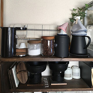 DIY食器棚/すき焼き鍋/コーヒー豆/コーヒー置き場/ドリップポット...などのインテリア実例 - 2019-03-07 09:31:04