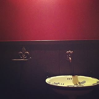 壁/天井/壁紙/腰壁/赤/トイレ手洗い...などのインテリア実例 - 2013-10-27 22:46:17
