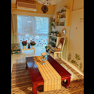 床のセルフペイント/古い座卓/和洋折衷/ニトリの竹製テーブルランナー/すきなものに囲まれた暮らし...などのインテリア実例 - 2021-05-16 18:15:41
