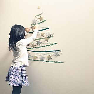 マステ壁/飾り付けは子ども/クリスマスツリー/マスキングテープ　壁/リビングのインテリア実例 - 2020-11-23 11:44:36