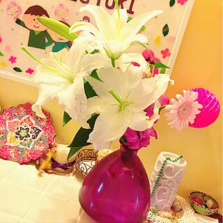 玄関/入り口/お花/お花を飾る/お花がある暮らし/黄色い壁...などのインテリア実例 - 2016-09-06 19:36:10
