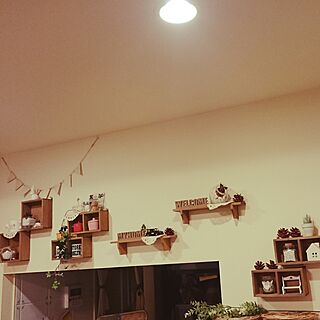 部屋全体/Instagram➡makiko.myu/100円SHOP/セリアのウォールラック/キッチンカウンター上の壁...などのインテリア実例 - 2017-01-09 23:24:18