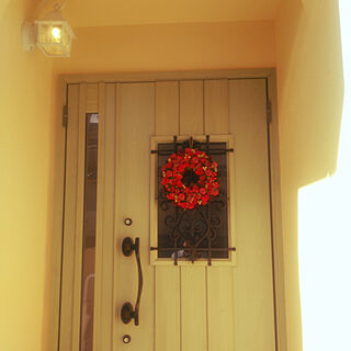 玄関/入り口/クリスマスリース飾りました/リーフグリーンのドア/LIXIL玄関ドア/昼下がりのインテリア実例 - 2017-11-12 10:44:55