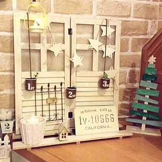 玄関/入り口/杓子レードル/ミニルーバーパーテーションDIY/クリスマス/100均...などのインテリア実例 - 2016-12-11 19:13:35