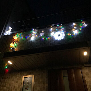 玄関/入り口/はしごミッキーサンタ/イルミネーション/LED照明/クリスマス...などのインテリア実例 - 2018-12-02 21:34:20