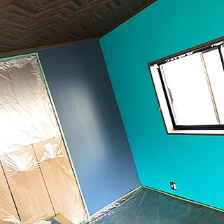壁/天井/ターコイズブルーの壁/ブルーグレーの壁/DIY/改装中...などのインテリア実例 - 2017-03-16 18:22:55