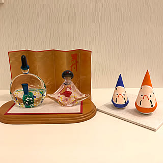 マルティグラス 灰皿 レトロ オレンジ花柄 グリーン マルティグラスの