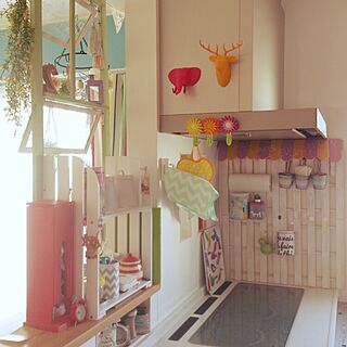 キッチン/いつもいいねやコメントありがとう♡/カラフルな部屋/トリプルIH/すのこで簡単収納...などのインテリア実例 - 2015-05-30 07:35:32