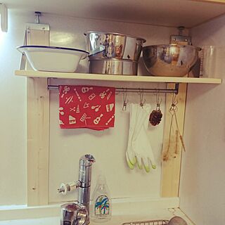キッチン/DIY棚/1×4材/IKEA棚板/1×4材用アジャスターのインテリア実例 - 2017-01-05 16:37:48