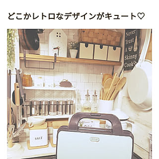 キッチン/RoomClip mag/インスタ、clover.0411/壁紙DIY/ホットサンドメーカー...などのインテリア実例 - 2021-06-14 21:30:15