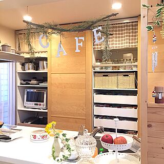 キッチン/隠す派/隠す収納/PAX/IKEAワードローブを食器棚に改造...などのインテリア実例 - 2017-06-14 19:10:20