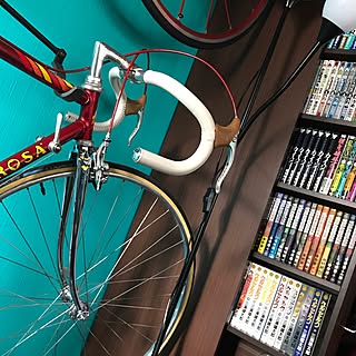 棚/自転車のある部屋/ターコイズブルーの壁/オタク部屋/ロードバイクのインテリア実例 - 2017-05-03 11:51:11