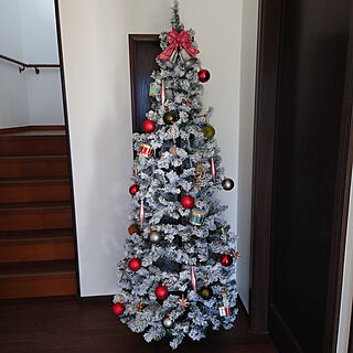 玄関/入り口/クリスマス/クリスマスツリー/クリスマスツリー180cm/ホワイトツリー...などのインテリア実例 - 2021-12-01 20:36:33