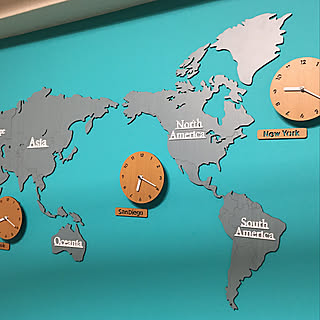 世界時計/世界地図ウォールステッカー/壁/天井のインテリア実例 - 2020-07-10 21:02:04