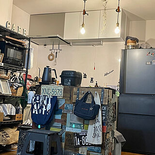 お気に入りの場所/カラーボックス DIY/手作りカウンターキッチン/夜のキッチン/新生活...などのインテリア実例 - 2023-04-10 13:41:19