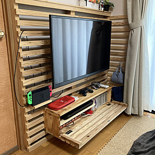 テレビも向き変えれます。/でも半日で作ったよ/力作♡/テレビまわり/DIY...などのインテリア実例 - 2022-01-18 16:17:32