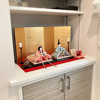 雛人形三月ピアノ塗屏風11号