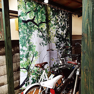 壁/天井/自転車置き場/自転車の雨避け/シャワーカーテンで雨避け/自転車置場 DIY...などのインテリア実例 - 2021-05-05 10:06:15