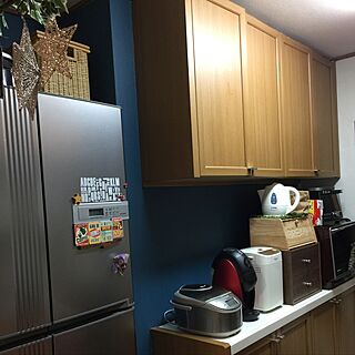 キッチン/青い壁/バターミルクペイント♡/バターミルクペイント/壁塗りました...などのインテリア実例 - 2017-04-01 22:28:24