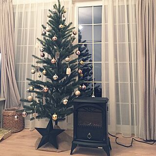 部屋全体/暖炉風ヒーター/クリスマスツリー/IKEA/ニトリ...などのインテリア実例 - 2015-11-21 20:25:48