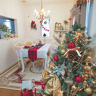 キッチン/クリスマス/ツリー/ゴールド布をリボンに縫う/ゴールド色...などのインテリア実例 - 2018-12-21 19:39:03